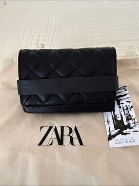 Zara Black Quilted Women's Belt Bag
